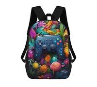 Video Game Controller in A Floral Paradise Zaino Scolastico Per Bambini, Stampato in 3D, Borsa Scolastica Alla Moda, Borsa Scolastica Casual Per Ragazzi, Studenti Delle Scuole Elementari E Medie 17inc