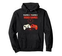 Video Games Over Valentine Player One Player Two Felpa con Cappuccio