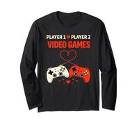 Video Games Over Valentine Player One Player Two Maglia a Manica