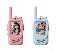 Video Talkie ricaricabile con schermo da 2,0 pollici per bambini, comunicazione bidirezionale a lungo raggio 150-500 m, design resistente alle cadute (blu rosa)