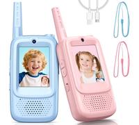 Video Walkie Talkie Bambini, 2 Pacchetti Walkie Talkies con telecamera HD & Modificatore vocale, Walkie-Talkie Video Ricaricabili, Natale Compleanno per bambini e bambine dai 3 ai 12 anni