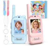 Video Walkie Talkie Bambini, 2 Pezzi 1000FT Walkie Talkie Bambini Ricaricabili con Fotocamera HD & Cambia Voce per Ragazzi e Ragazze dai 3-12 Anni Giochi di Famiglia, Campeggio, Avventura, Regalo