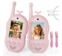 Video Walkie Talkie Bambini, 2 Walkie Talkie Ricaricabili con Display, Comunicazione Radio Bidirezionale, Lunga Portata, Regalo per Bambini e Bambine dai 3 ai 12 Anni. (Rosa + Rosa)