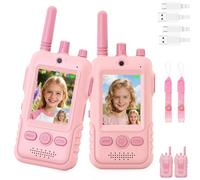 Video Walkie Talkie Bambini, 2 Walkie Talkie Ricaricabili con Display, Telecamera HD& Modificatore Vocale, Lunga Portata, Regalo per Bambini e Bambine dai 3 ai 12 Anni