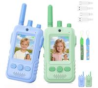 Video Walkie Talkie Bambini, 2 Walkie Talkie Ricaricabili con Display, Telecamera HD& Modificatore Vocale, Lunga Portata, Regalo per Bambini e Bambine dai 3 ai 12 Anni
