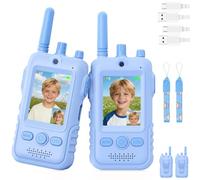 Video Walkie Talkie Bambini, 2 Walkie Talkie Ricaricabili con Display, Telecamera HD& Modificatore Vocale, Lunga Portata, Regalo per Bambini e Bambine dai 3 ai 12 Anni