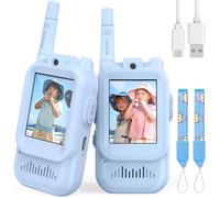 Video Walkie Talkie Bambini, Set da 2 Dispositivi Ricaricabili con Interfono Video, Giochi per Interni ed Esterni per Attività in Famiglia, Campeggio per Ragazzo e Ragazza dai 3 ai 12 Anni (Blu/Blu)