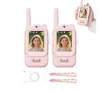 Video Walkie Talkie per Bambini, Walkie Talkie Ricaricabili con Display e Cambia Voce, Giochi da Esterno Giochi da Giardino Regalo di Compleanno, Walkies Talkies Visivo a Lungo Raggio
