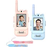 Video walkie talkie portatili per bambini, confezione da 2, blu e rosa