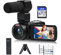 Videocamera, 1080P 30MP Videocamera IR Visione Notturna Vlogging Camera per YouTube, Schermo LCD da 3 pollici, Zoom Digitale 18X Fotocamera Registratore con Telecomando, Microfono, Mini Treppiede, 2
