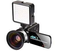 Videocamera 4K 48MP con Zoom Ottico 16x Videocamera Digitale Wifi con Microfono, Luce Video, Obiettivo Grandangolare, Visione Notturna a Infrarossi e Wifi, Fotocamera Perfetta per Eventi Familiari,B