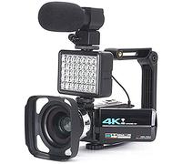 Videocamera 4K 48MP con Zoom Ottico 16x Videocamera Digitale Wifi con Microfono, Luce Video, Obiettivo Grandangolare, Visione Notturna a Infrarossi e Wifi, Fotocamera Perfetta per Eventi Familiari,E