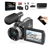 Videocamera 4K 48MP, Zoom Digitale 18X Camcorder, Vlogging Camera per YouTube, Schermo Rotante da 3,0" 270° Vlog Camera, Video Kamera con Scheda da 32 GB, 2 Batterie, Microfono, Telecomando (HDV900-2)
