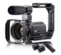Videocamera 4K da 48 MP, videocamera con zoom 16X 3,0" fono Vlogging Touch Screen Visione notturna IR Telecamere Vlog Wi-Fi Web Leggero(Noir)
