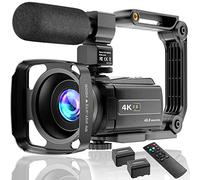 Videocamera 4K UHD 48MP 60FPS Wi-Fi IR Visione Notturna 16X Zoom Digitale Registratore 3.0 "IPS Touch Screen Videocamera Vlog per YouTube con Microfono,Stabilizzatore,Paraluce,Telecomando, 2 Batterie