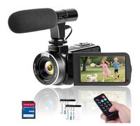 Videocamera 4K Videocamera 75MP YouTube Vlogging Scheda SD 64G e 2 batterie e microfono 18X Zoom digitale Webcam Rotazione 270 gradi Registrazione dello schermo durante la ricarica della videocamera