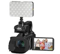 Videocamera 4K Vlog Digitale UHD 60FPS For Streaming Live Webcam Luce Di Riempimento 4,0 Pollici Ruota Touch Screen Zoom 18X Scatta Nitida Fluida(With 64G SD Card)