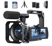 Videocamera 5K 56MP Camera Vlog per YouTube, WiFi, Visione Notturna IR, Zoom Digitale 16X, Schermo Touch 3", Webcam, Microfono Esterno, 2 Batterie, Scheda 64GB, Stabilizzatore, Telecomando, Treppiede