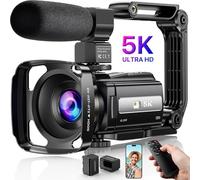 Videocamera 5K UHD 48MP WiFi Vlogging Camera per YouTube Visione notturna IR Anti-Shake Zoom digitale 16X Fotocamera touch screen da 3 pollici con microfono, stabilizzatore portatile, paraluce