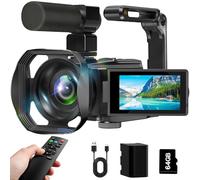 Videocamera 8K, 64MP IR Visione Notturna Vlogging, Zoom 18 "x 3", LCD Touch Screen con Cover per YouTube con WiFi, Scheda SD 64G, Telecomando,