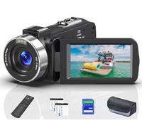 Videocamera 8K 64MP per YouTube con schermo flip da 3", telecomando, scheda SD da 32 GB e due batterie
