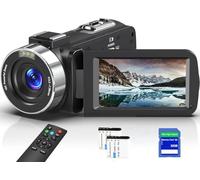 Videocamera 8K con 64MP, zoom digitale 18x, WIFI, visione notturna IR, touchscreen UHD da 3,0 pollici, fotocamera Vlogging, include scheda SD da 32 GB, telecomando, 2 batterie