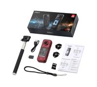 Videocamera d'azione con memoria TF inclusa, colore: rosso | Prospettive in avanti e selfie registrate insieme, schermo LCD per la visualizzazione, riprese all'aperto per ciclismo ed