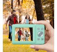 Videocamera digitale Quinlirra 44MP 1080P per bambini, zoom 16x, videocamera portatile e compatta per ragazzi, ragazze e adolescenti (verde menta)