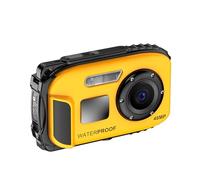 Videocamera digitale resistente all'acqua 1080p con fotocamera ad alta risoluzione da 48 MP con schermata IPS da 2,4 pollici Focus automatico 4x Digital Zoom per ragazzi Girls per (Giallo)