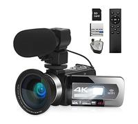 Videocamera, Full 4K Digital Camera Video Videocamera Vlog 48MP for lo streaming live con Messa a fuoco automatica Registratore digitale Time Lapse(16GB SD Card,AF6-Mic-Lens)