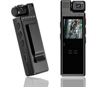 Videocamera indossabile portatile 1080P con visione notturna, registratore audio indossabile, ideale per lavoro, avventure e vita quotidiana (nera)