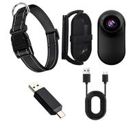 Videocamera per collare per cani e gatti, mini action camera con supporto a 360°, collare regolabile, adattatore OTG e cavo USB, videocamera HD per cani e gatti, registrazione interna ed esterna