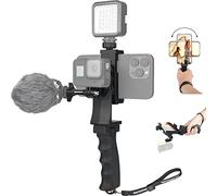 Videocamera portatile 2 in 1 + kit video SYN per smartphone con impugnatura ergonomica stabilizzatore di movimento per We-Media YouTube Livestream Vlog Rig Holder Compatibile per GoPro Sony + iPhone