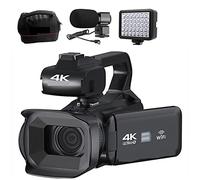 Videocamera professionale 18X Full 4K 60FPS for webcam live streaming Videocamera digitale da 64 MP 4 Registratore Vlog con schermo rotante Regalo per principianti(32G SD Card,With Light MIC)