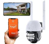 Videocamera sorveglianza esterno wifi, 1296p, PTZ, telecamera wifi esterno, IP65, Modalità notturna a colori, ampio angolo, camera wifi con tracciamento intelligente, scheda MicroSD fino a 128GB