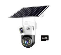 Videocamera Sorveglianza, Telecamera IP da 4 MP con pannello solare for sorveglianza esterna, supporta la visione notturna a colori, rilevamento del movimento PIR(4MP WIFI 64GB Card)