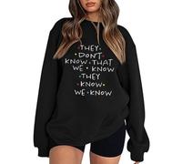 Videocamera Spia Nascosta Non Che Noi sappiamo Che Lo per Le Donne Felpa con Cappuccio con Amici Carini Maglietta Taglie Forti Divertenti Top a Maniche Corte con Stampa di Felpa Cotone (Black, XL)