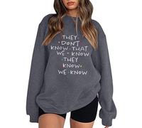 Videocamera Spia Nascosta Non Che Noi sappiamo Che Lo per Le Donne Felpa con Cappuccio con Amici Carini Maglietta Taglie Forti Divertenti Top a Maniche Corte con Stampa di Felpa Cotone (Grey, XXL)