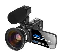 Videocamera, Videocamera Full 4k professionale Streaming live Visione notturna Fotocamere digitali da 58 MP Registrazione Vlog(64G SD Card,With Lens Microphone)