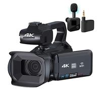 Videocamera, Videocamera professionale 4K Videocamera Vlog digitale 18X Streaming Webcam Messa a fuoco automatica 64MP Registratore fotografico Time Lapse(NO SD Card,With Microphone)