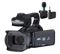 Videocamera, Videocamera Vlog digitale 18X Videocamera professionale 4K Stream Webcam Messa a fuoco automatica 64 MP Registratore fotografico Time Lapse(NO SD Card,With Microphone)