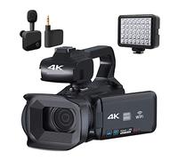 Videocamera, Videocamera Vlog digitale 18X Videocamera professionale 4K Stream Webcam Messa a fuoco automatica 64 MP Registratore fotografico Time Lapse(32G SD Card,With MIC Light)