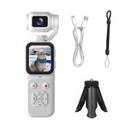 Videocamera Vlogging con pulsanti integrati, bianco | Guscio in ABS portatile, visualizzazione dello schermo per storie quotidiane, video da afferrare e andare