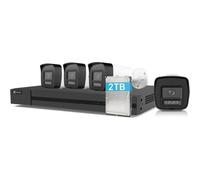 EZVIZ 4K PoE Kit Telecamera da Esterno, 4K NVR 4CH 16TB + 4x 8MP Telecamera, Rilevamento di Uomo/Veicolo, Visione Notturna a Colori, Impermeabile IP67, Registrazione 24/7