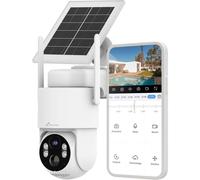 Nivian Telecamera di sorveglianza di sicurezza 360° 4G - SIM 3 anni inclusa- Pannello solare 5 W-Batteria lunga durata 7800 mAh-2 K-Rilevamento di movimento e umani-Adatto esterno-Visione notturn
