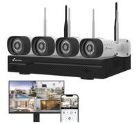 Videocamere di sorveglianza Nivian NVS-KITW4310 2K Visione Notturna Interno ed Esterno Rilevamento IA Audio Bidirezionale