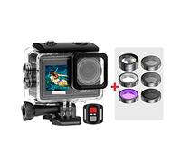 Videocamere Sportive, S81ER Action Camera 4K 60FPS EIS Video con obiettivo filtro opzionale 24MP Zoom 1080P Webcam Vlog Cam sportiva con telecomando per sport, vlog(Standard,4K Camera Add 6 Lens)