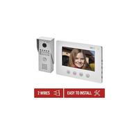 EMOS H2050 - Videocitofono impermeabile con visione notturna, monitor LCD a colori da 7", facile installazione a 2 fili, colore bianco, argento