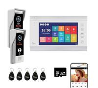 Videocitofono, videocamera WiFi con monitor da 7 pollici, campanello cablato con 1080P, supporta l'ingresso della scheda e il rilevamento del movimento, audio bidirezionale (2 Campanello+1 Monitor)