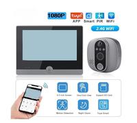 Videocitofono, Videocitofono intelligente Tuya, campanello Wi-Fi con telecamera 1080P, spioncino digitale con schermo LCD da 4,3", registrazione con rilevamento del movimento PIR(Noir,Without TF card)